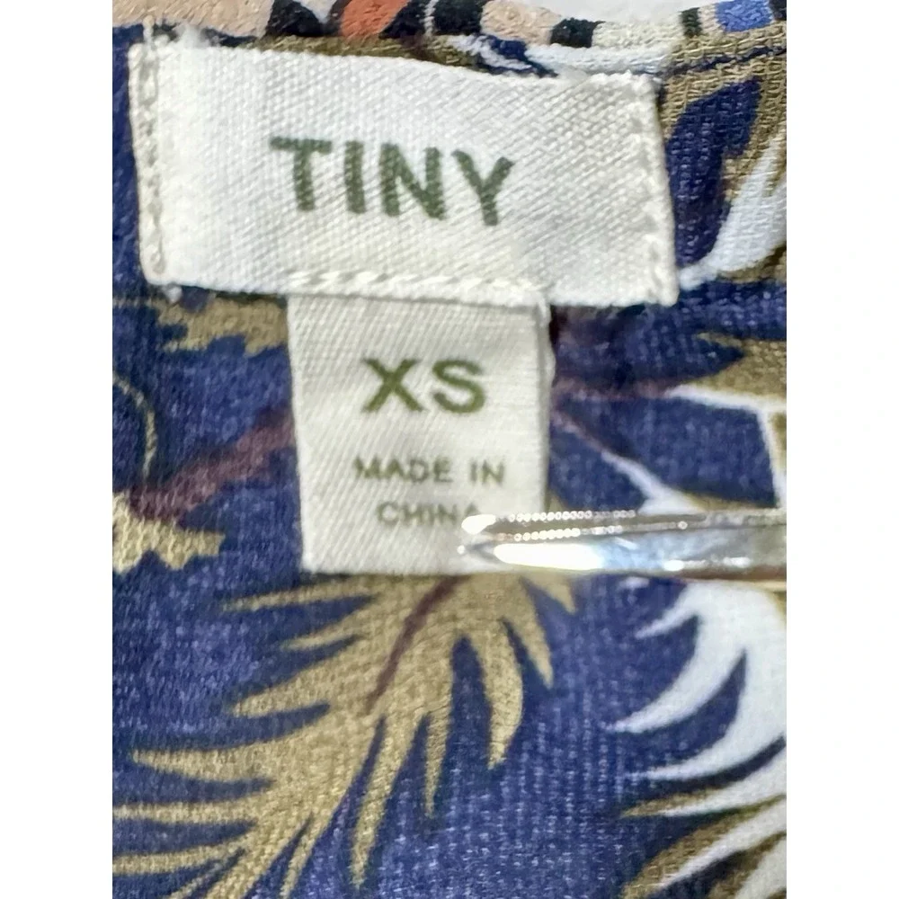 Tiny Anthropologie Zuma Navy Blue Gray Bird Floral Print Tank Top Blouse Size XS